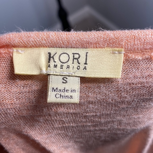 Kori Coral Peach Lace Layered Fall Long Sleeve Top - Picture 7 of 8